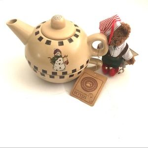NWT  Boyds  Bearware Pottery  Cocoa/Tea Pot and Mug and Plush Bear Ornament
